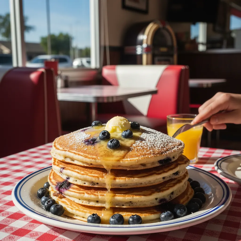 Large stack of pancakes at a budget friendly Long Beach diner