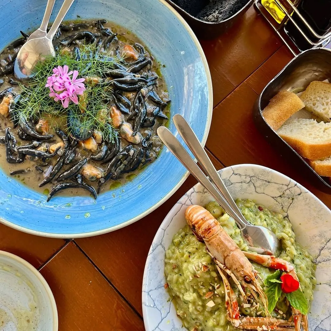 Fresh seafood platter served at a restaurant in a Croatian coastal village